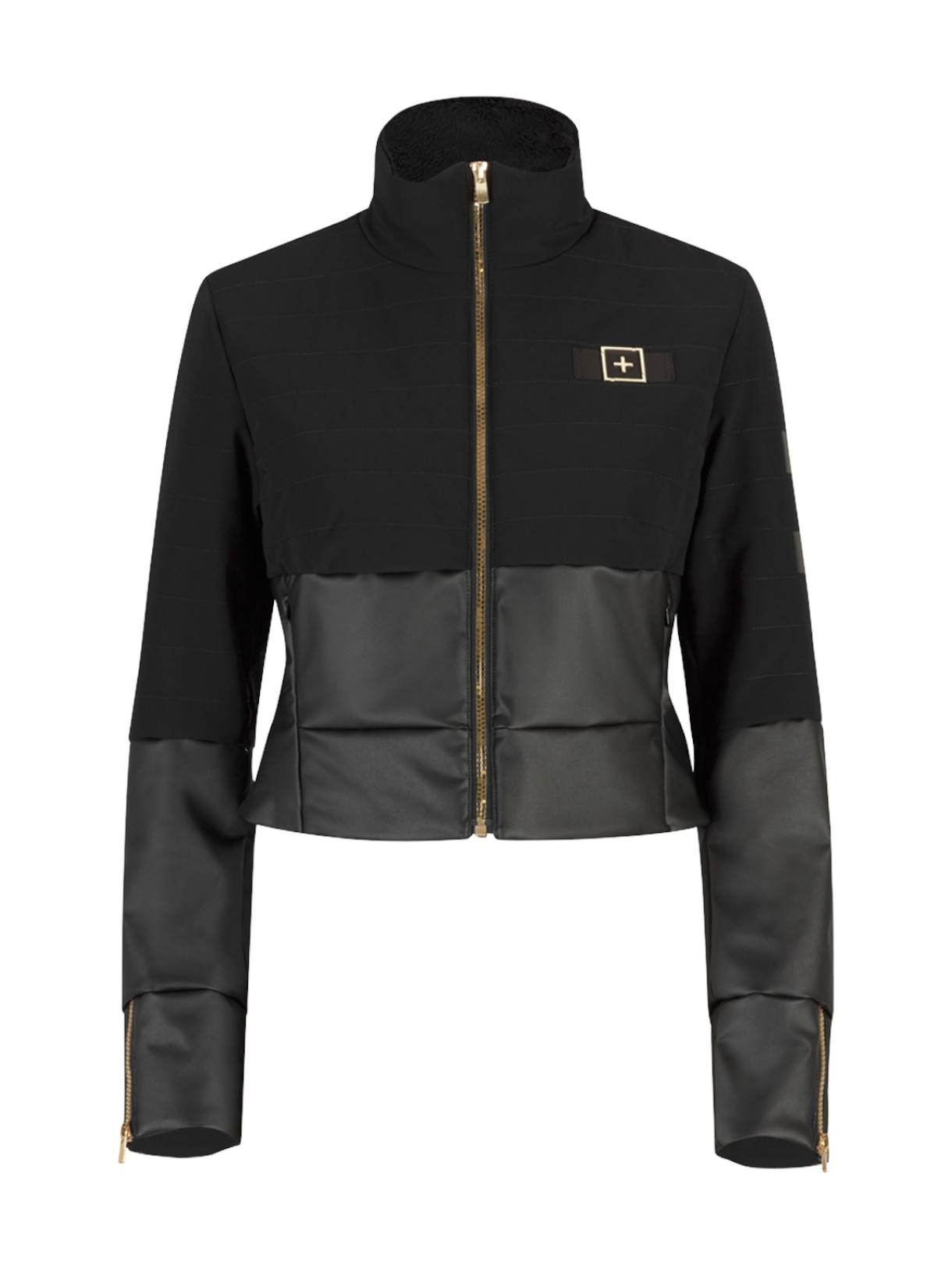 471 Zweiteilige Damen Cropped Jacke mit Kunstpelz Bolero 4