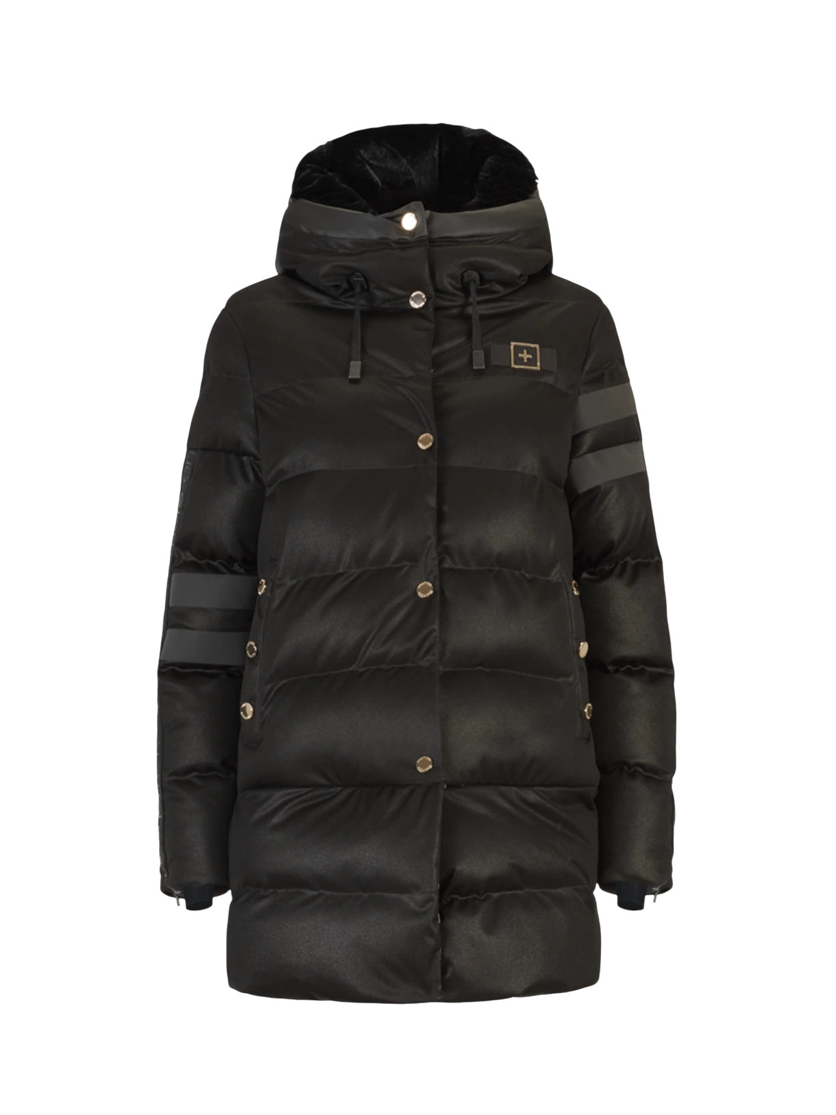 211 Damen Winter Mantel zur Jacke wandelbar mit Swarovski-Kristallen und Kapuze 5