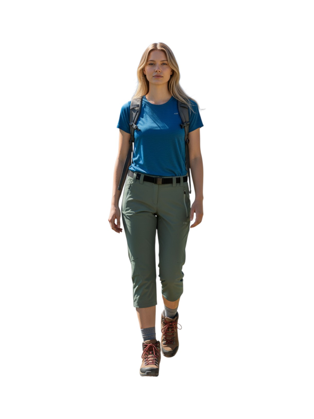 Damen Capri Trekking Hose mit Gürtel und Dry Function 6