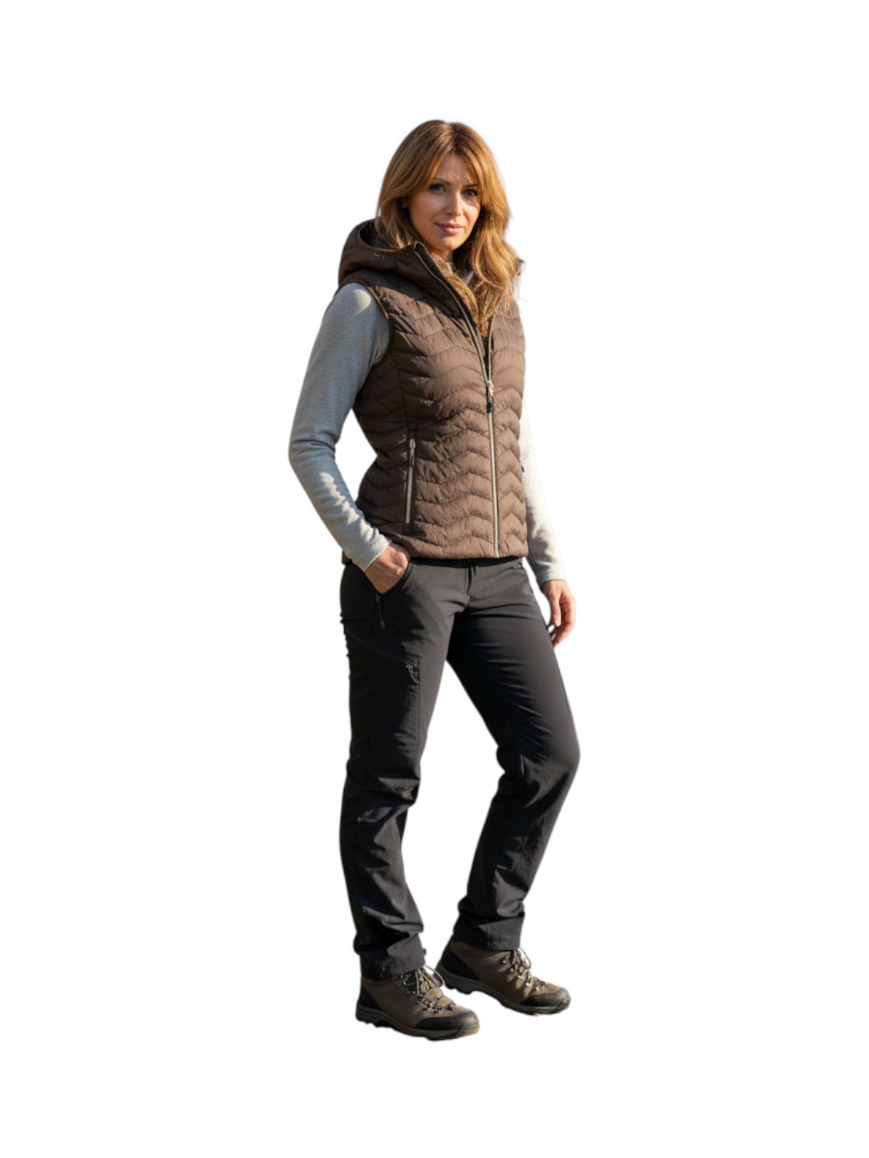 wasserabweisende Damen Weste mit Feel Warm Flat und Kapuze 6