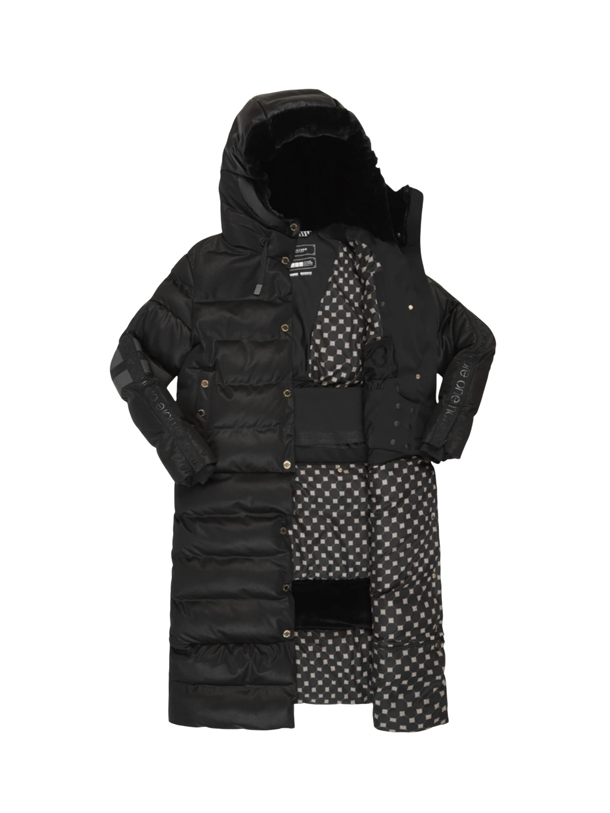 211 Damen Winter Mantel zur Jacke wandelbar mit Swarovski-Kristallen und Kapuze 9